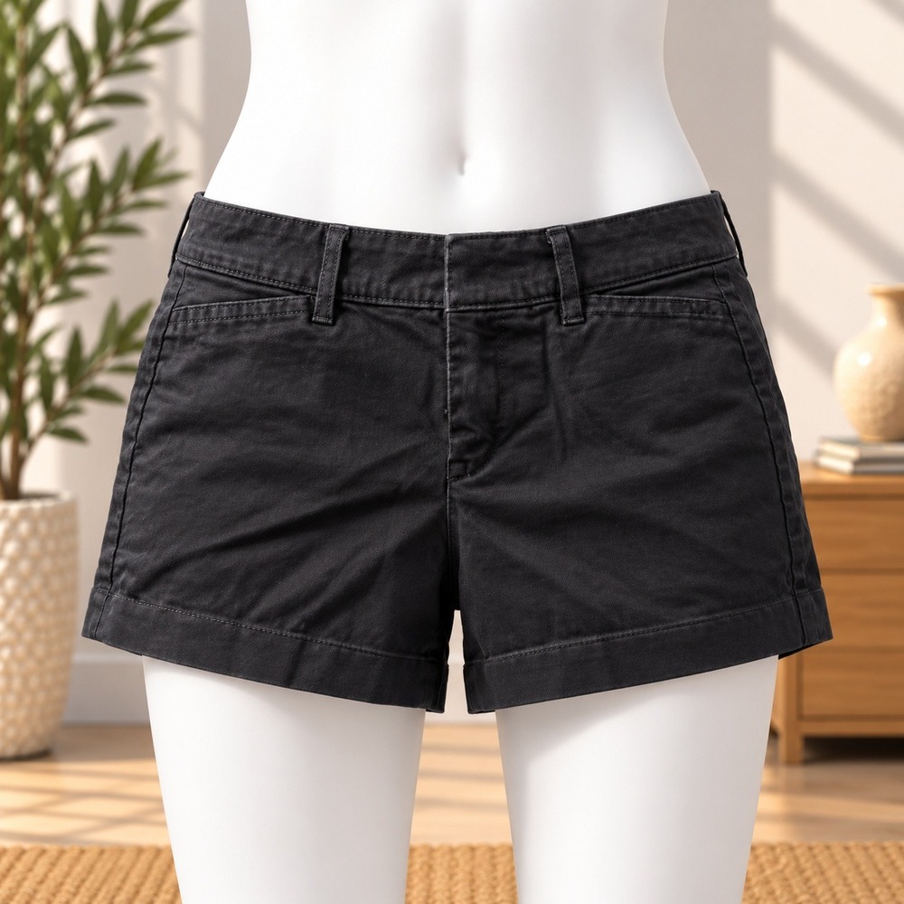 Old Navy Pixie Shorts Womens 4 Black Mid Rise Chino Stretch Casual 3in Inseam